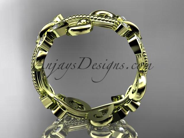 14kt yellow gold diamond floral butterfly wedding ring, engagement ring, wedding band ADLR138 - AnjaysDesigns