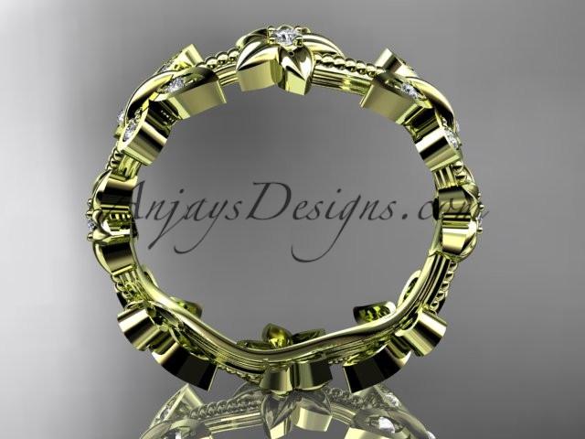 14kt yellow gold diamond floral butterfly wedding ring, engagement ring, wedding band ADLR139 - AnjaysDesigns