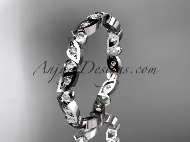 platinum diamond leaf and vine wedding band, engagement ring ADLR13B - AnjaysDesigns