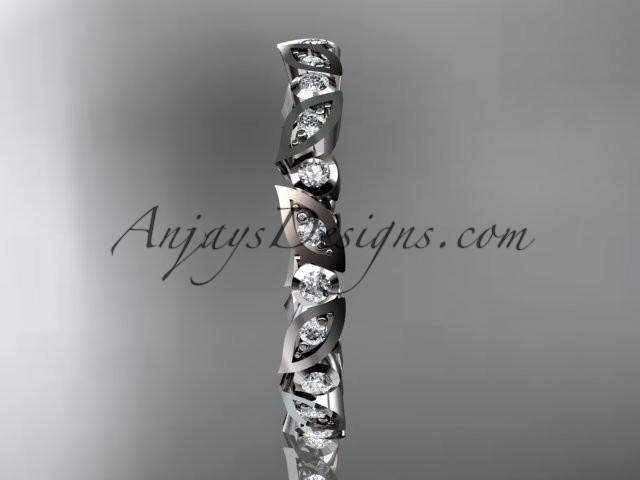 platinum diamond leaf and vine wedding band, engagement ring ADLR13B - AnjaysDesigns