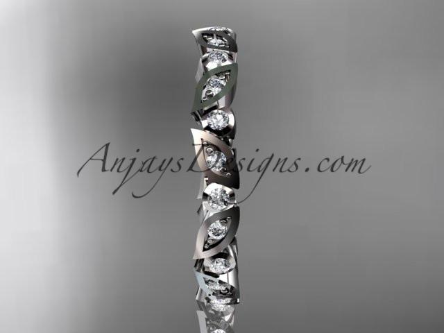 14k white gold diamond leaf and vine wedding band,engagement ring ADLR13B - AnjaysDesigns