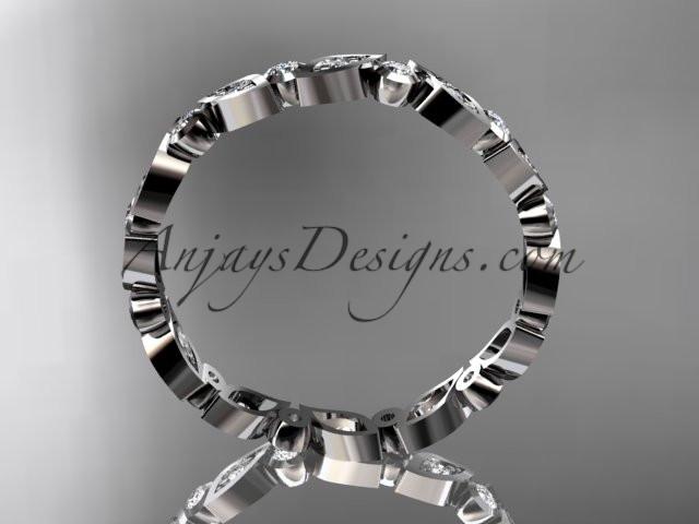 platinum diamond leaf and vine wedding band, engagement ring ADLR13B - AnjaysDesigns