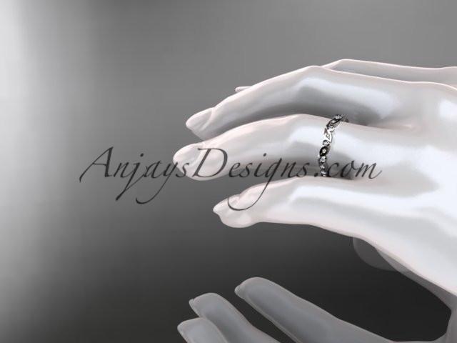 14k white gold diamond leaf and vine wedding band,engagement ring ADLR13B - AnjaysDesigns