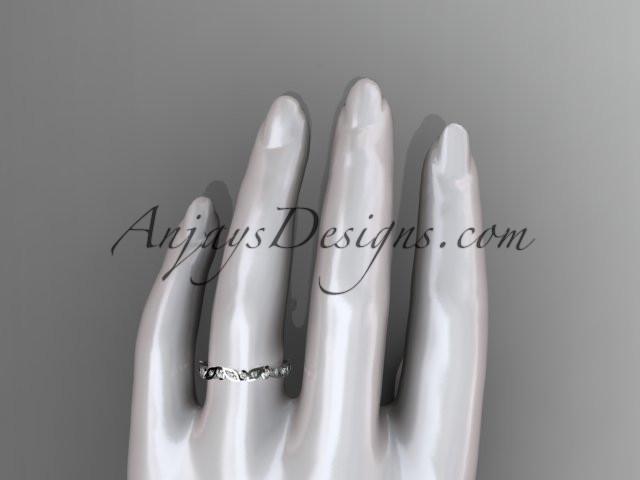 14k white gold diamond leaf and vine wedding band,engagement ring ADLR13B - AnjaysDesigns