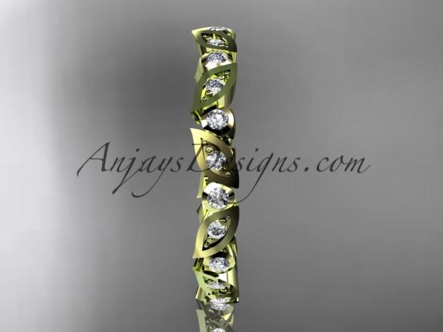14k yellow gold diamond leaf and vine wedding band,engagement ring ADLR13B - AnjaysDesigns