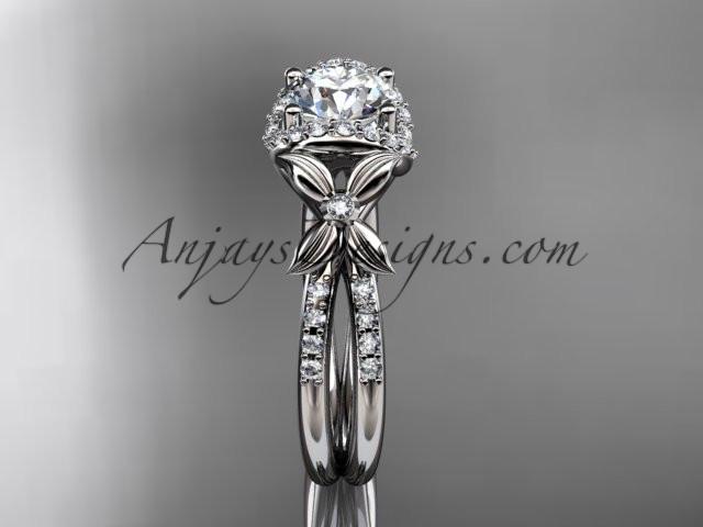 14kt white gold diamond floral wedding ring, engagement ring ADLR140 - AnjaysDesigns
