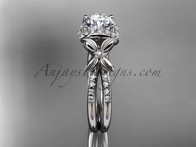 platinum diamond floral wedding ring, engagement ring ADLR140 - AnjaysDesigns