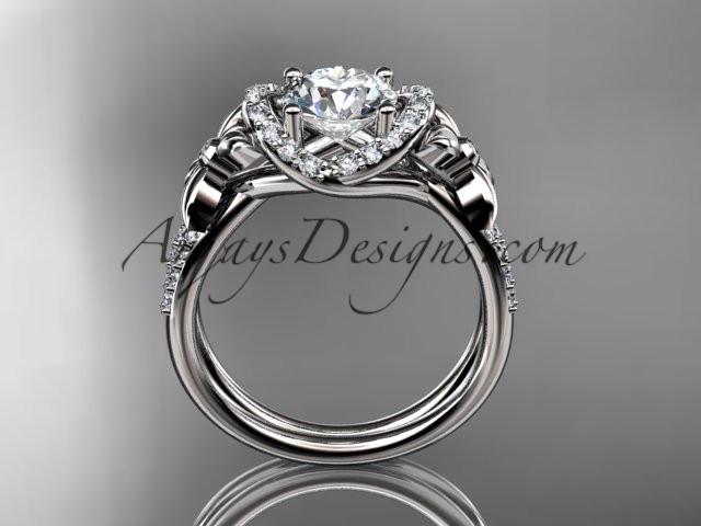 14kt white gold diamond floral wedding ring, engagement ring ADLR140 - AnjaysDesigns