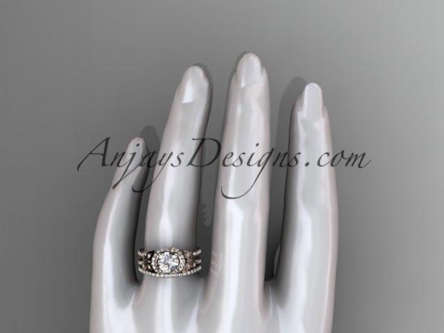 14kt rose gold diamond butterfly wedding ring, engagement set ADLR141S - AnjaysDesigns
