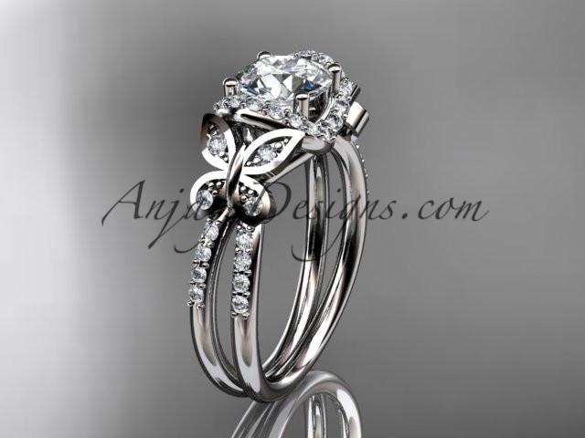14kt white gold diamond butterfly wedding ring, engagement ring ADLR141 - AnjaysDesigns