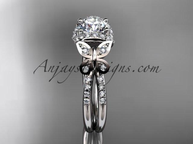 platinum diamond butterfly wedding ring, engagement ring ADLR141 - AnjaysDesigns