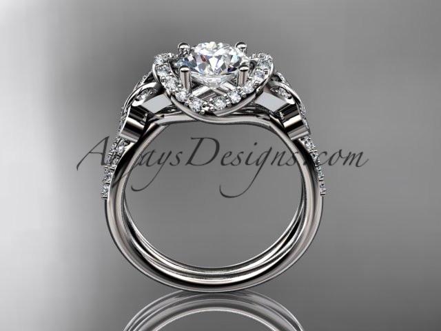 Platinum diamond butterfly wedding ring, engagement ring with a "Forever One" Moissanite center stone ADLR141 - AnjaysDesigns