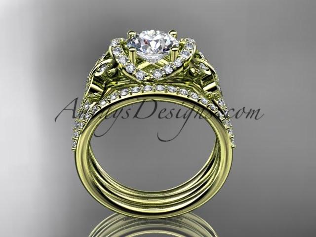 14kt yellow gold diamond butterfly wedding ring, engagement set ADLR141S - AnjaysDesigns
