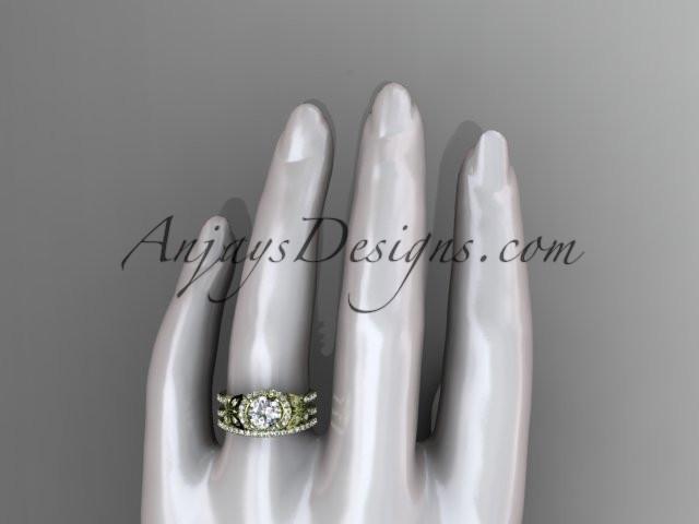14kt yellow gold diamond butterfly wedding ring, engagement set ADLR141S - AnjaysDesigns