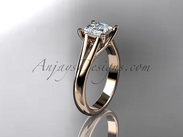 14kt rose gold unique engagement ring, wedding ring, solitaire ring with a "Forever One" Moissanite center stone ADER143 - AnjaysDesigns