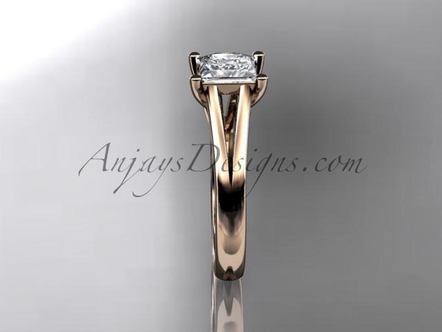 14kt rose gold unique engagement ring, wedding ring, solitaire ring with a "Forever One" Moissanite center stone ADER143 - AnjaysDesigns
