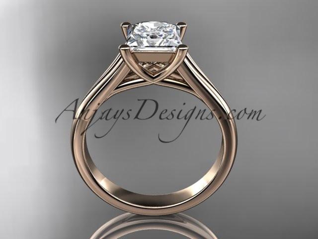 14kt rose gold unique engagement ring, wedding ring, solitaire ring with a "Forever One" Moissanite center stone ADER143 - AnjaysDesigns
