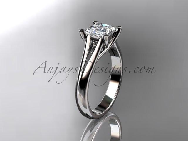 14kt white gold unique engagement ring, wedding ring, solitaire ring with a "Forever One" Moissanite center stone ADER143 - AnjaysDesigns