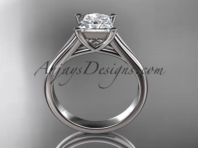 14kt white gold unique engagement ring, wedding ring, solitaire ring with a "Forever One" Moissanite center stone ADER143 - AnjaysDesigns