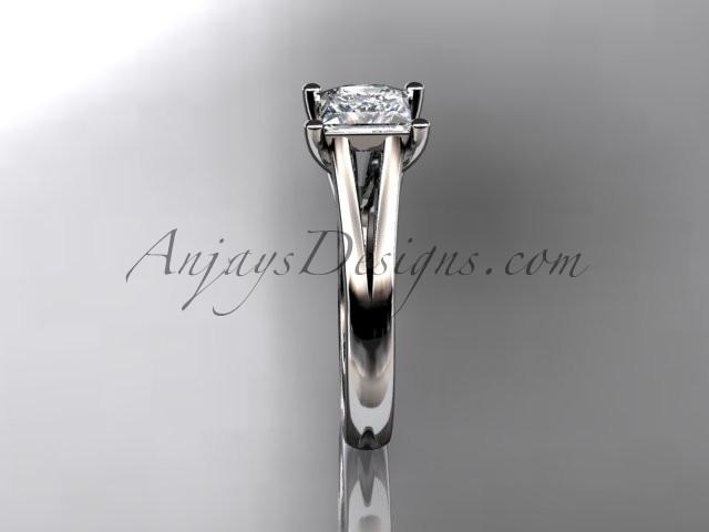 14kt white gold unique engagement ring, wedding ring, solitaire ring with a "Forever One" Moissanite center stone ADER143 - AnjaysDesigns