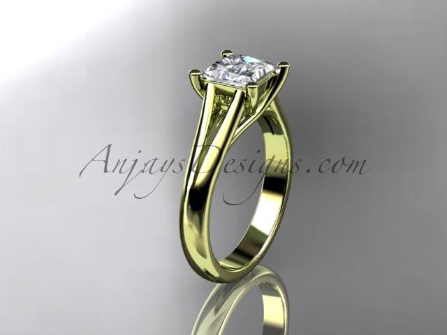 14kt yellow gold unique engagement ring, wedding ring, solitaire ring with a "Forever One" Moissanite center stone ADER143 - AnjaysDesigns