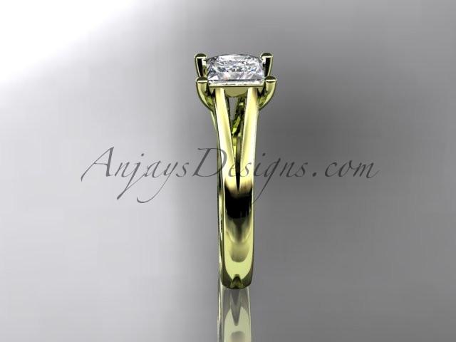 14kt yellow gold unique engagement ring, wedding ring, solitaire ring with a "Forever One" Moissanite center stone ADER143 - AnjaysDesigns