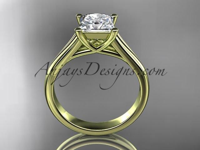 14kt yellow gold unique engagement ring, wedding ring, solitaire ring with a "Forever One" Moissanite center stone ADER143 - AnjaysDesigns