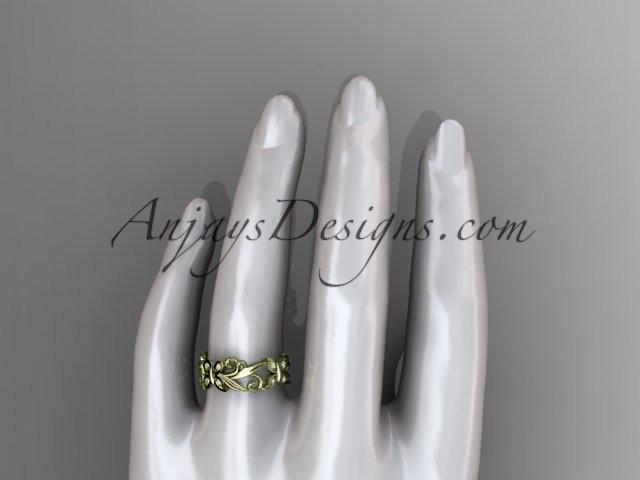 14kt yellow gold diamond leaf and vine butterfly wedding ring, engagement ring, wedding band ADLR144 - AnjaysDesigns