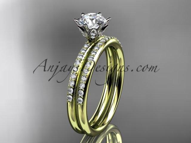 14kt yellow gold diamond unique engagement set, wedding set ADER145 - AnjaysDesigns