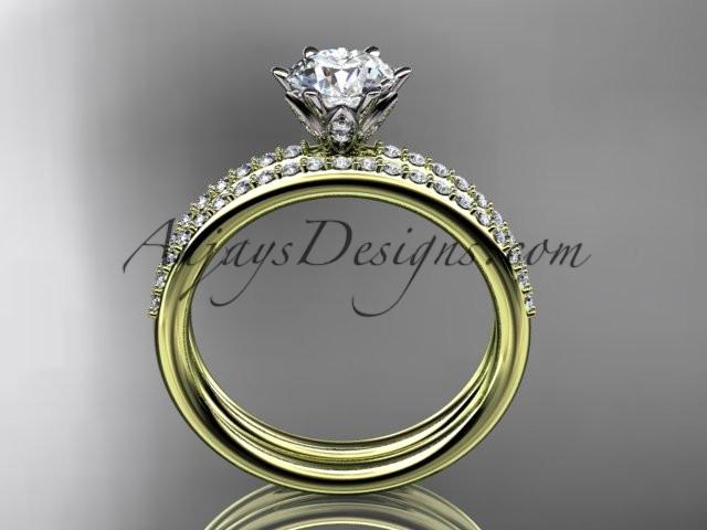 14kt yellow gold diamond unique engagement set, wedding set ADER145 - AnjaysDesigns