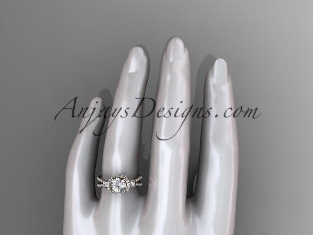 14kt rose gold diamond unique engagement ring,wedding ring ADER146 - AnjaysDesigns