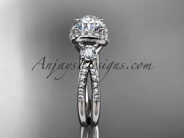 14kt white gold diamond unique engagement ring, wedding ring ADER146 - AnjaysDesigns