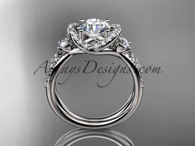 14kt white gold diamond unique engagement ring, wedding ring ADER146 - AnjaysDesigns