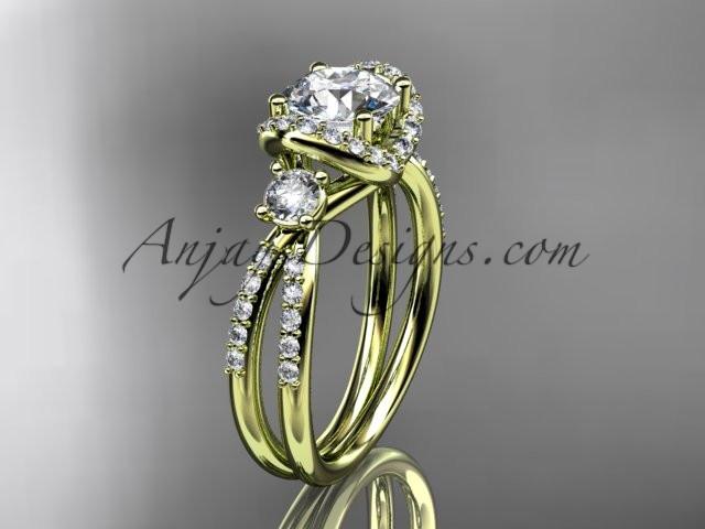 14kt yellow gold diamond unique engagement ring, wedding ring ADER146 - AnjaysDesigns