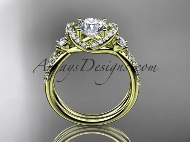 14kt yellow gold diamond unique engagement ring, wedding ring ADER146 - AnjaysDesigns