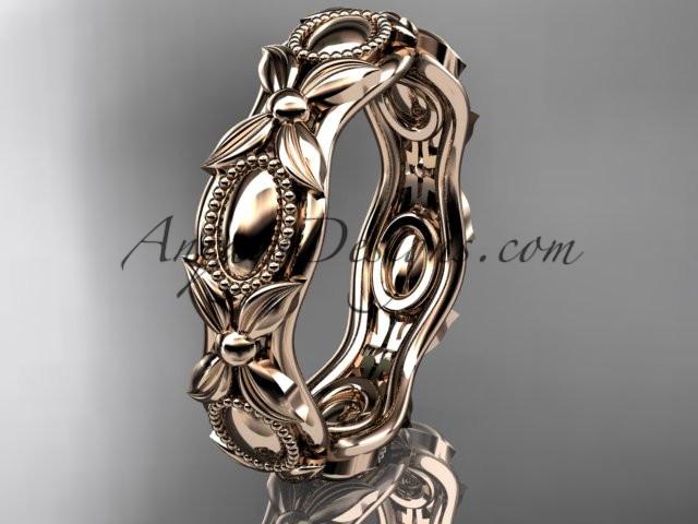 14kt rose gold leaf and vine wedding band,engagement ring ADLR152G - AnjaysDesigns