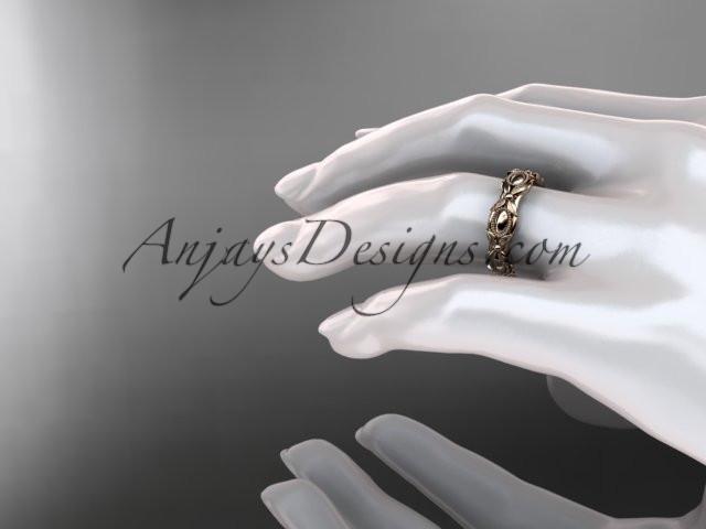14kt rose gold leaf and vine wedding band,engagement ring ADLR152G - AnjaysDesigns