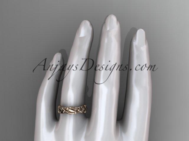 14kt rose gold leaf and vine wedding band,engagement ring ADLR152G - AnjaysDesigns