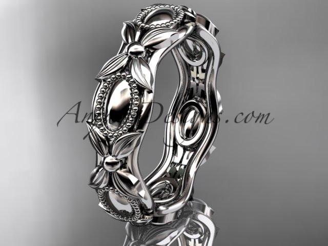 platinum leaf and vine wedding band,engagement ring ADLR152G - AnjaysDesigns