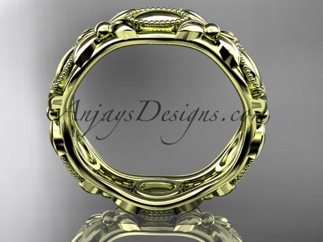14kt yellow gold leaf and vine wedding band,engagement ring ADLR152G - AnjaysDesigns