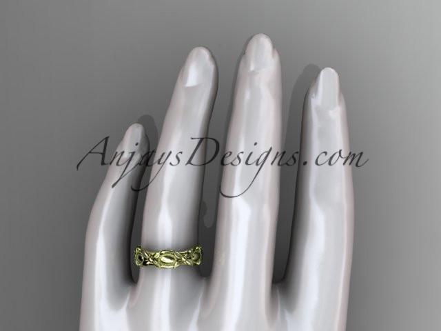 14kt yellow gold leaf and vine wedding band,engagement ring ADLR152G - AnjaysDesigns