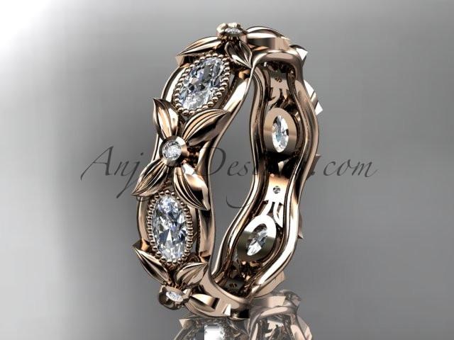 14kt rose gold diamond leaf and vine wedding ring,engagement ring. ADLR152. Nature inspired jewelry - AnjaysDesigns
