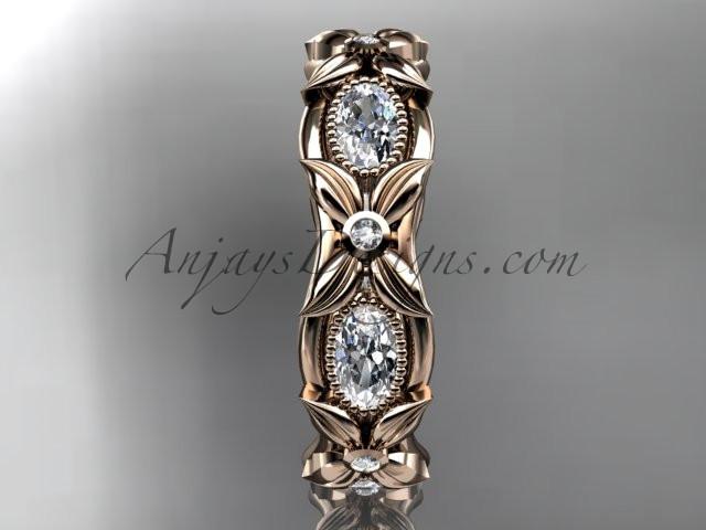 14kt rose gold diamond leaf and vine wedding ring,engagement ring. ADLR152. Nature inspired jewelry - AnjaysDesigns