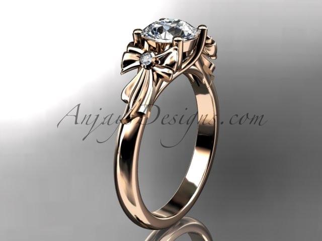 14kt rose gold diamond unique engagement ring, wedding ring  ADER154 - AnjaysDesigns