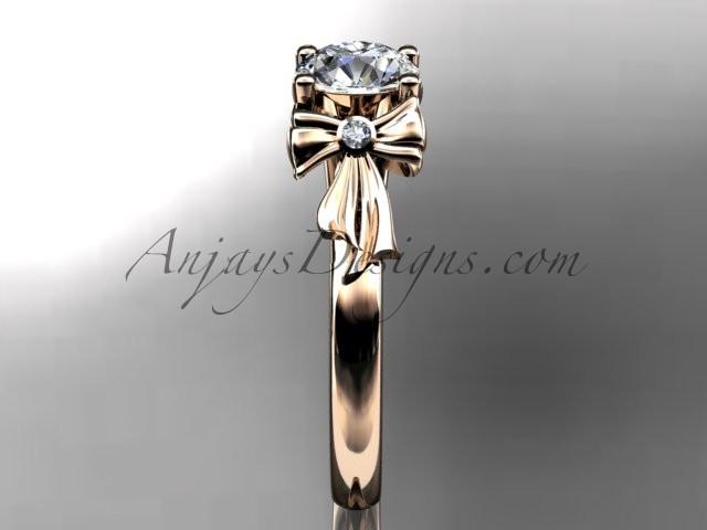 14kt rose gold diamond unique engagement ring, wedding ring  ADER154 - AnjaysDesigns