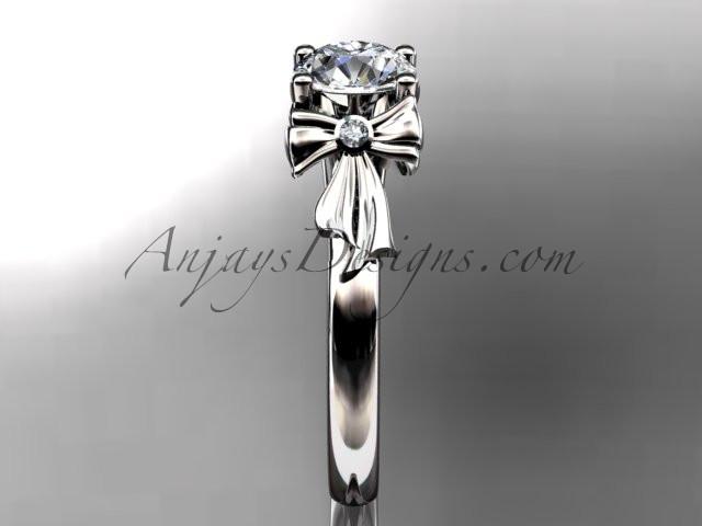14kt white gold diamond unique engagement ring, wedding ring  ADER154 - AnjaysDesigns