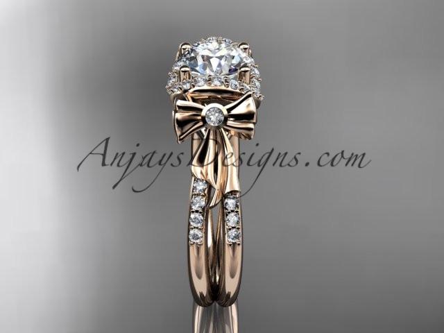 14kt rose gold diamond unique engagement ring, wedding ring ADER155 - AnjaysDesigns