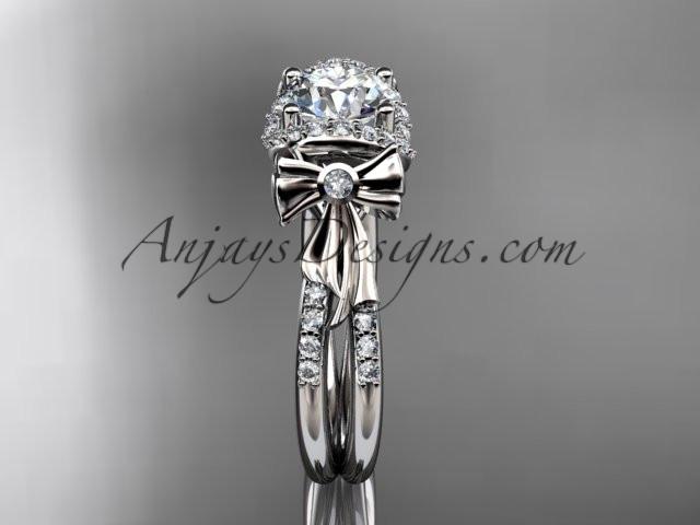 14kt white gold diamond unique engagement ring, wedding ring ADER155 - AnjaysDesigns