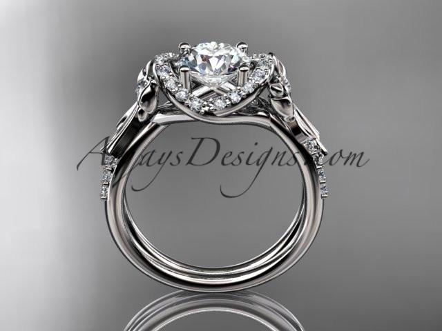 14kt white gold diamond unique engagement ring, wedding ring ADER155 - AnjaysDesigns