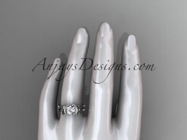 14kt white gold diamond unique engagement ring, wedding ring ADER155 - AnjaysDesigns